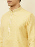 Manyavar Crayola Yellow Diamond Patterned Kurta Set
