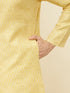 Manyavar Crayola Yellow Diamond Patterned Kurta Set
