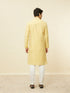 Manyavar Crayola Yellow Diamond Patterned Kurta Set