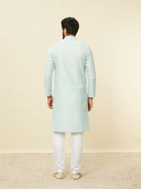 Manyavar Sky Blue Diamond Patterned Kurta Set