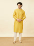 Manyavar Sunrise Yellow Hexagonal Mesh Printed Kurta Set