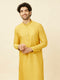 Manyavar Sunrise Yellow Hexagonal Mesh Printed Kurta Set