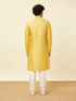 Manyavar Sunrise Yellow Hexagonal Mesh Printed Kurta Set