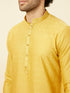 Manyavar Sunrise Yellow Hexagonal Mesh Printed Kurta Set