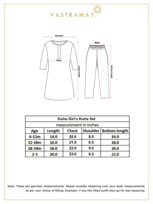 Vastramay SISHU Girl's Black Mirror Kurta Pyjama Set