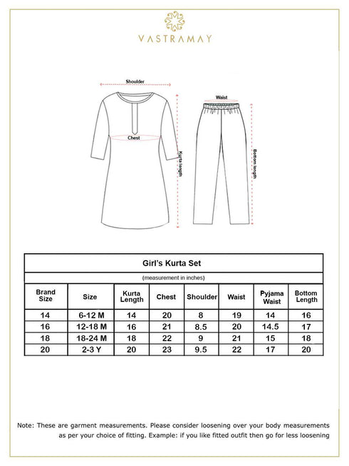 Vastramay SISHU Girls Multicolor-Base-Green Cotton Blend Kurta and Dhoti Set