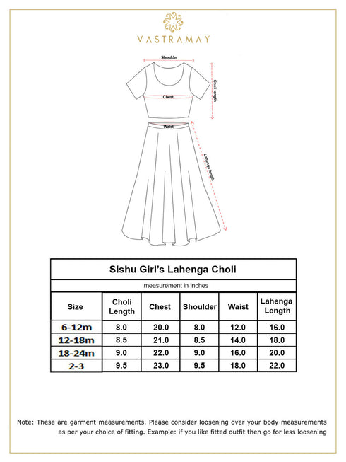 Vastramay Girl's Mint Green Lehenga Choli With Dupatta