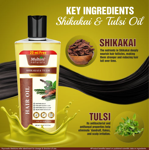 Multani Pharmaceuticals Limited Multani Naturals Shikakai & Tulsi Hair Oil Soothes Scalp For soft &shiny Hair Nurtures Scalp& Hair Helps Fight Dandruff