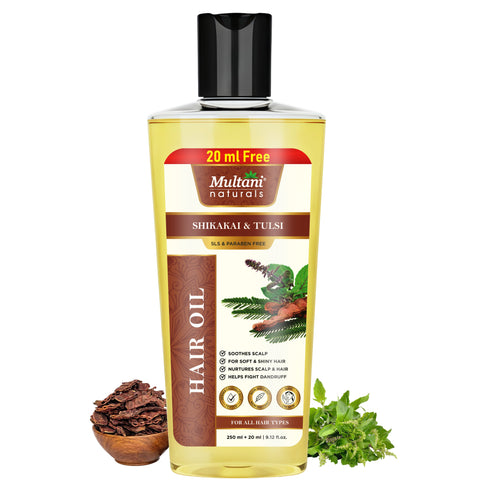 Multani Pharmaceuticals Limited Multani Naturals Shikakai & Tulsi Hair Oil Soothes Scalp For soft &shiny Hair Nurtures Scalp& Hair Helps Fight Dandruff