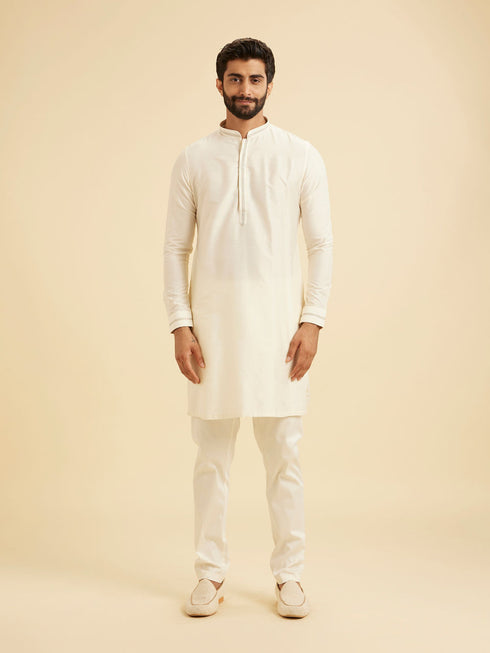 Manyavar Elegant Cream Kurta Jacket Set