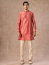 Manyavar Lush Beige-Coral Kurta Jacket Set