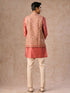 Manyavar Lush Beige-Coral Kurta Jacket Set