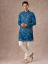 Manyavar Regal Teal Blue Kurta Jacket Set