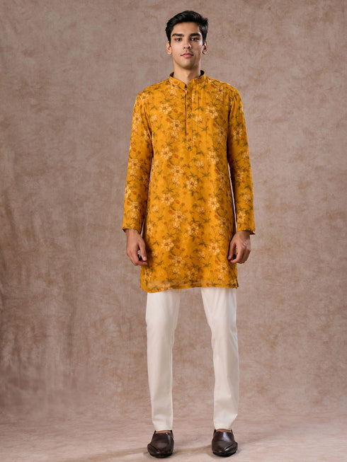Manyavar Radiant Mustard Kurta Jacket Set