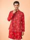 Manyavar Regal Red Kurta Jacket Set