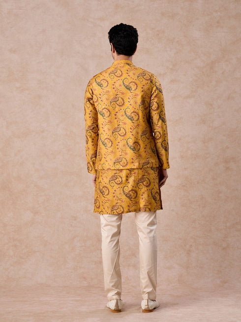 Manyavar Mustard Yellow Radiance Kurta Jacket Set
