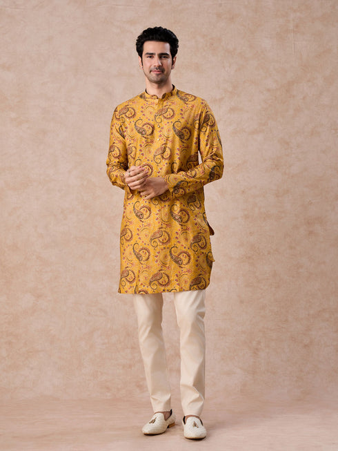 Manyavar Mustard Yellow Radiance Kurta Jacket Set