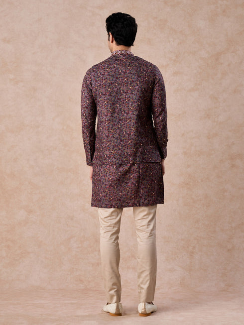 Manyavar Grey Hues Splendid Kurta Jacket Set