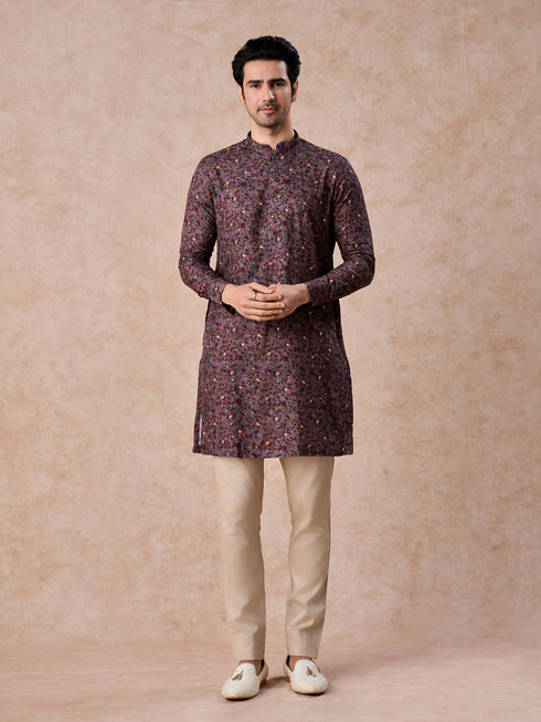 Manyavar Grey Hues Splendid Kurta Jacket Set