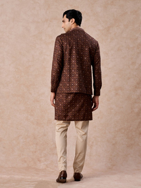 Manyavar Mehndi Green Festive Kurta Jacket Set