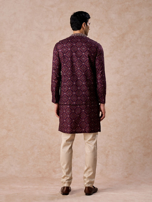 Manyavar Purple Celebration Glory Kurta Jacket Set