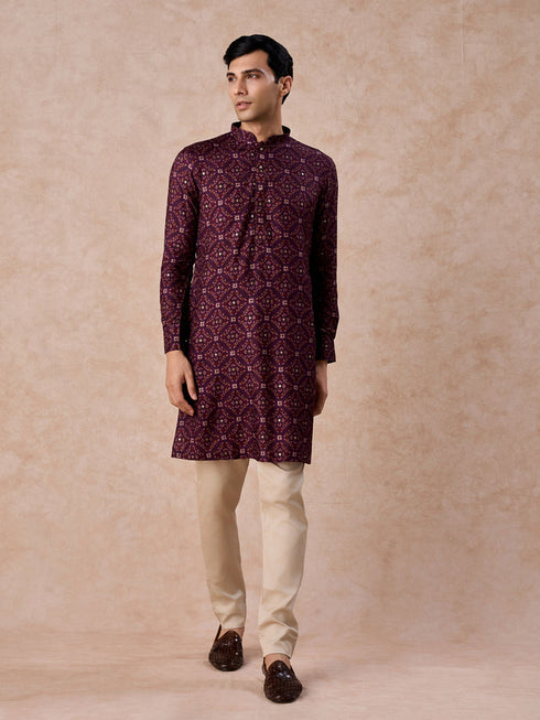 Manyavar Purple Celebration Glory Kurta Jacket Set