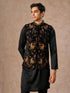Manyavar Black Majestic Satin Kurta Jacket Set