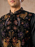 Manyavar Black Majestic Satin Kurta Jacket Set