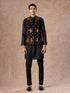 Manyavar Black Majestic Satin Kurta Jacket Set