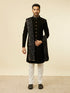 Manyavar Classic Black Achkan Style Sherwani Set
