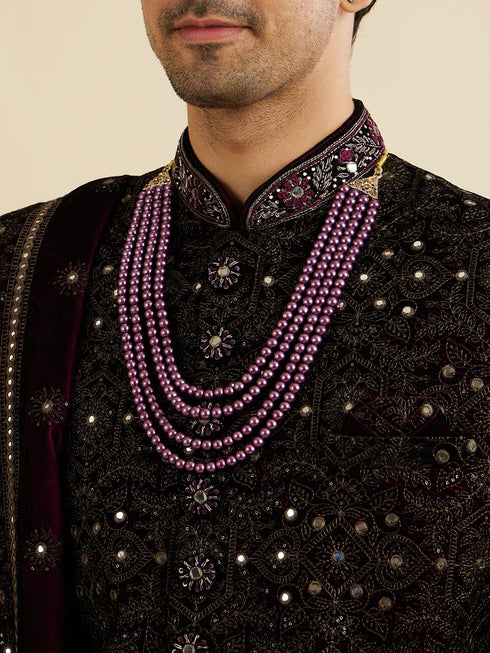 Manyavar Grape Wine Jaal Embroidered Sherwani Set with Stone Work