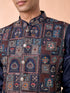 Manyavar Regal Blue Kurta Jacket Set