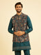 Manyavar Elegant Teal Blue Kurta Jacket Set