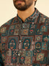 Manyavar Elegant Teal Blue Kurta Jacket Set