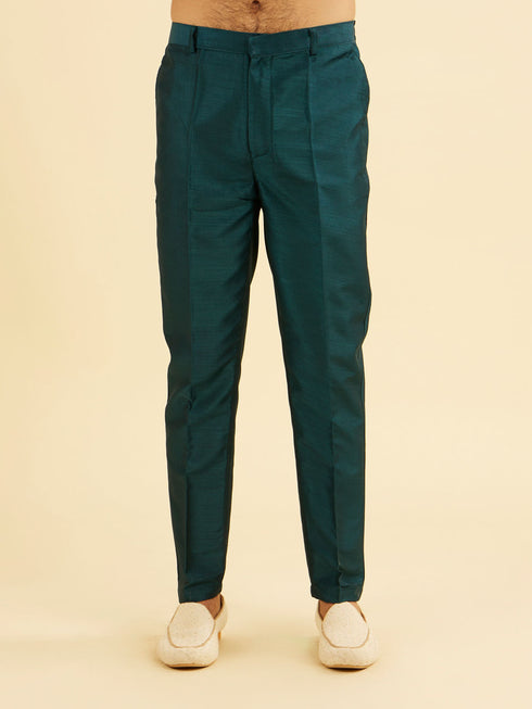 Manyavar Elegant Teal Blue Kurta Jacket Set