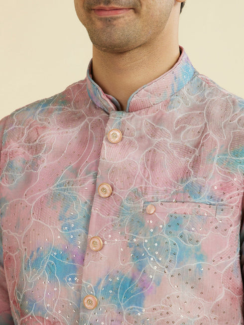 Manyavar Dusty Pink Kurta Jacket Set