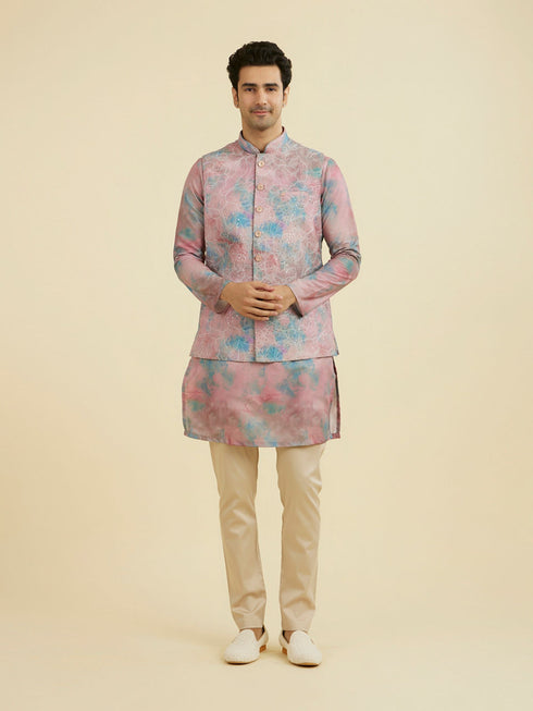 Manyavar Dusty Pink Kurta Jacket Set