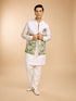 Manyavar Mint Green Linen Scenic Tropical Printed Embellished Jacket Set