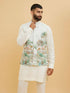 Manyavar Mint Green Linen Scenic Tropical Printed Embellished Jacket Set