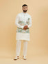 Manyavar Mint Green Linen Scenic Tropical Printed Embellished Jacket Set