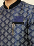 Manyavar Dark Blue Imperial Paisley Patterned Angrakha Style Kurta Set