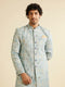 Manyavar Light Blue Conch Shell Patterned Kurta Set