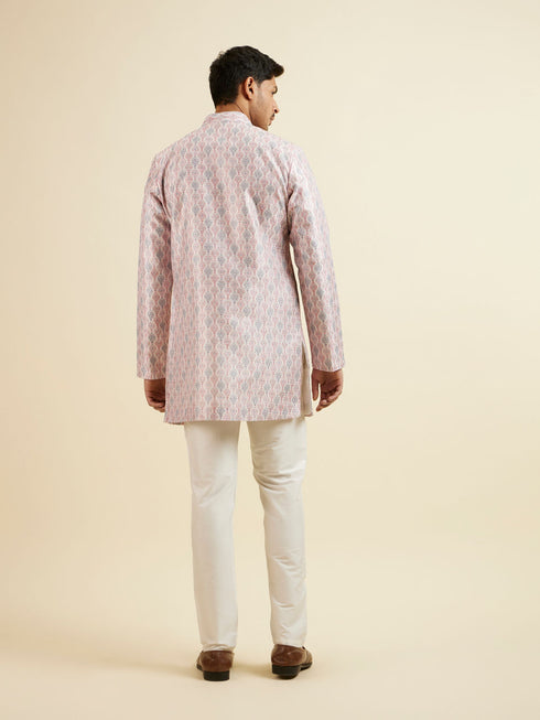 Manyavar Pink Medallion Printed Kurta Set