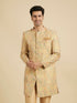 Manyavar Buttercup Yellow Conch Shell Patterned Kurta Set