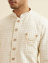 Manyavar Cream Buta Jaal Patterned Kurta Set