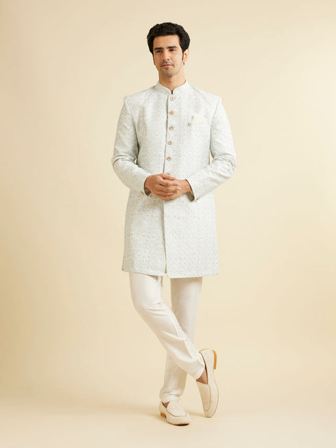 Manyavar Warm White Mandala Patterned Kurta Set with Sequins
