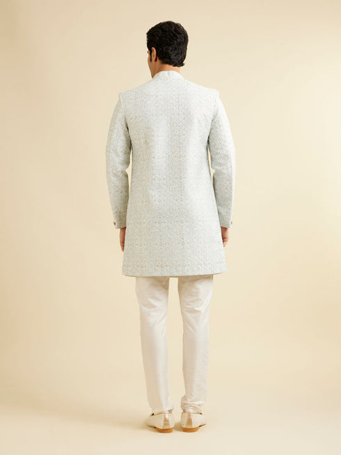 Manyavar Warm White Mandala Patterned Kurta Set with Sequins
