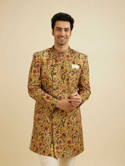 Manyavar Yellow Elegance Kurta Pajama