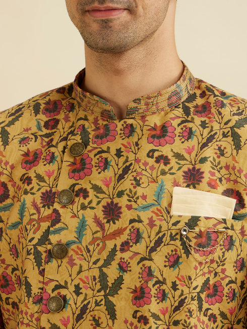 Manyavar Yellow Elegance Kurta Pajama