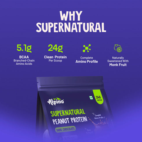 Alpino Supernatural Peanut Protein Powder Cold Coffee - Protein| & No Added Sugar|Gluten-Free|Vegan